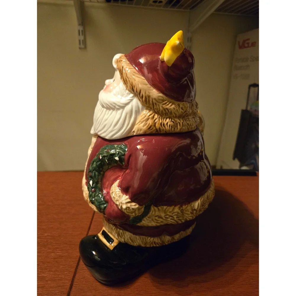 Vintage‎ Santa Claus Ceramic Cookie Jar Red Holiday Christmas Decor Hand Painted